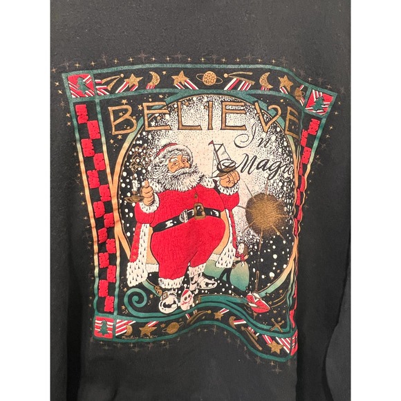 Vintage Santa Believe in Magic  Crewneck Sweatshirt XL - Picture 4 of 8